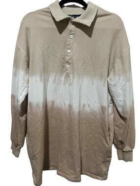 Shore Men’s Medium Vintage Tie Dye Polo Pocketed Khaki Y2k 90s Streetwear USA